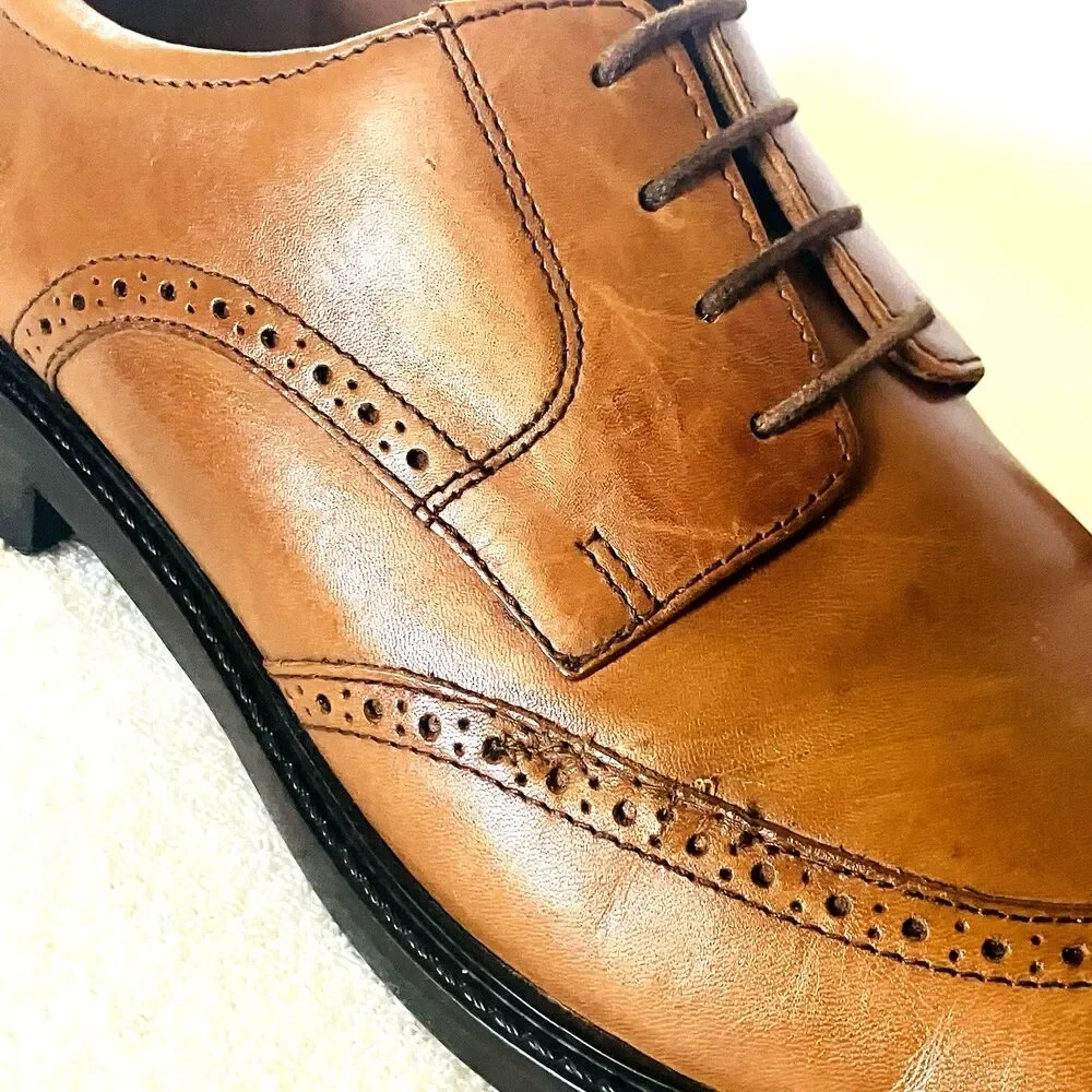 Johnston Murphy Wingtip Shoes 1862 Brogue 11.5 Mens Derby Tan Brown India Preppy